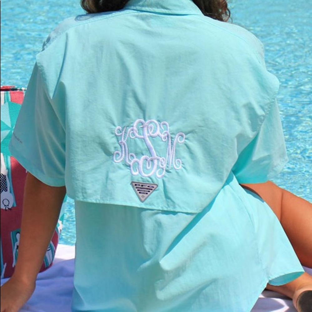 NWT Wmns M Columbia PFG Lt Aqua/Mint Fishing Shirt